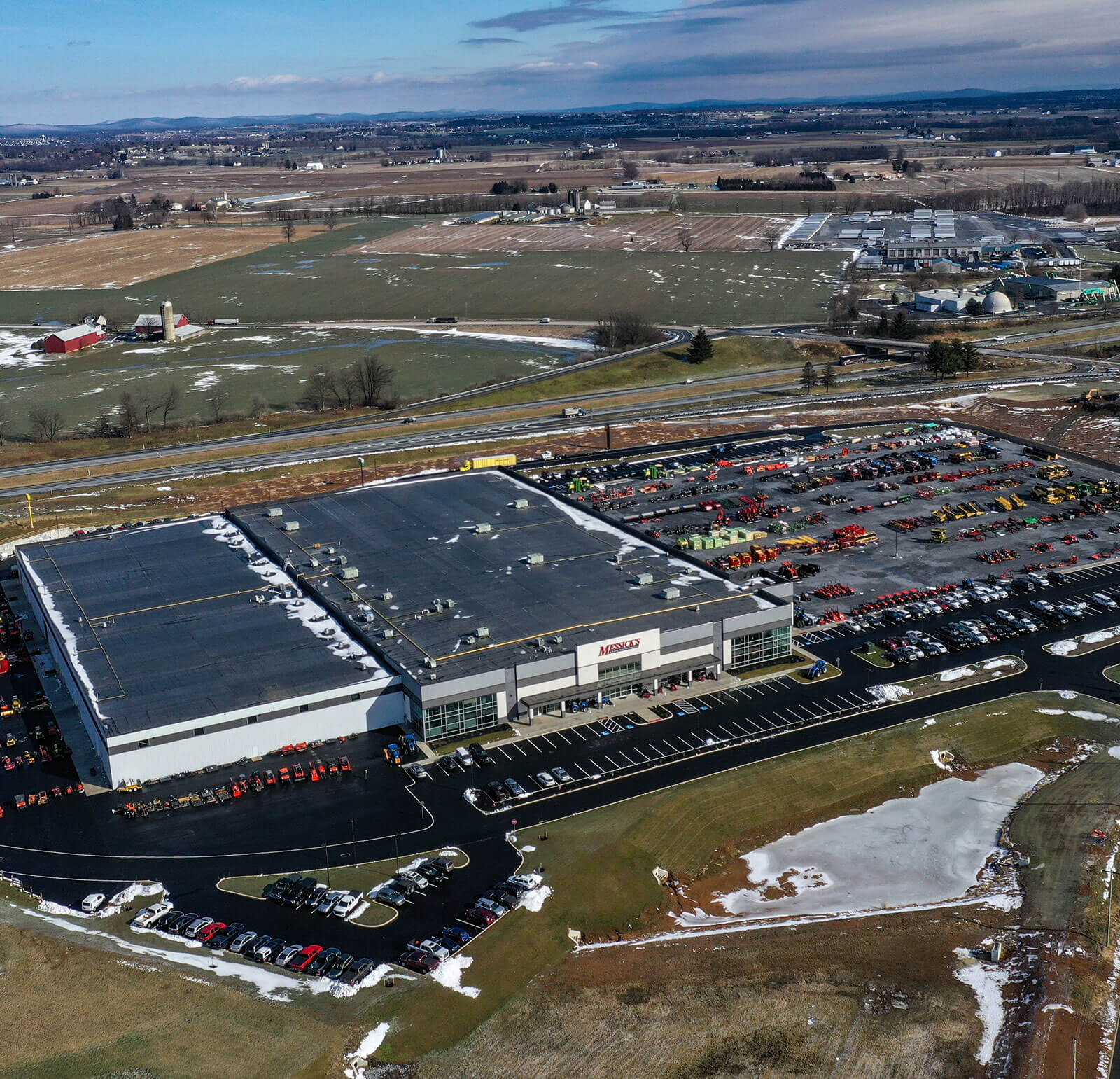 aerial view of new Messick's farm equipment property, excavated by CH+N