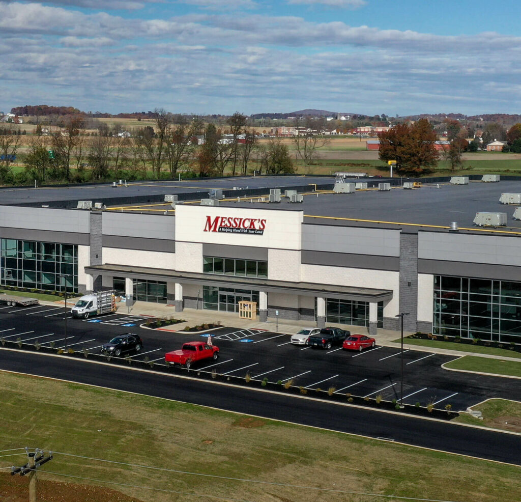 Front of Messick's farm equipment building, prepared by CH+N Site